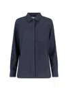 Max Mara Mxmsiamese Collared Shirt Long Sleeves Pocket In Black