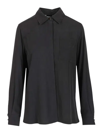 Max Mara Siamese Shirt In Washed Silk Shirts Blue