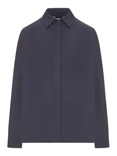 Max Mara Siamese Silk Canvas Shirt In Blue