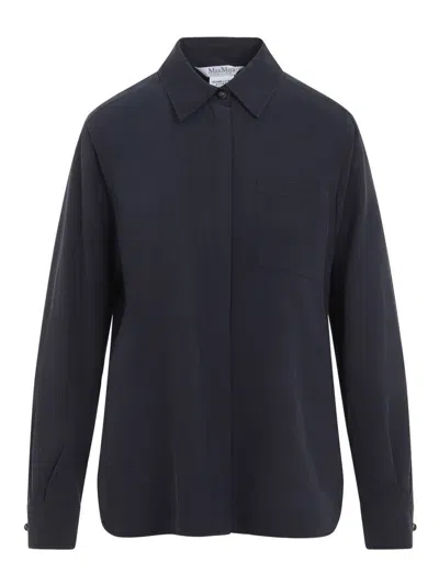 Max Mara Siamese Washed Silk Shirt In Blue