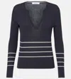 Max Mara Slim-fit Cotton And Silk Sweater In Blue