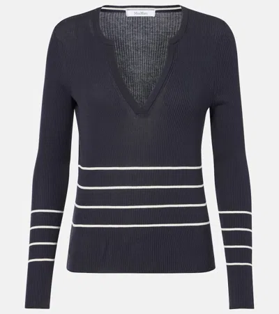 Max Mara Sibari Cotton And Silk Sweater In Blue