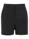 Max Mara Pianoforte Black Shorts With Pinstripe-effect Micro Sequins In Black