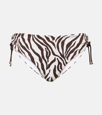 Max Mara Sibilla Zebra-print Bikini Bottoms In Brown