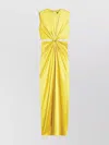 Max Mara Front Draped Dress With Metal Ring Accent In Yellow