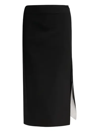 Max Mara Side-split Midi Skirt In Black