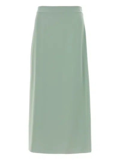 Max Mara Side-split Midi Skirt In Gray