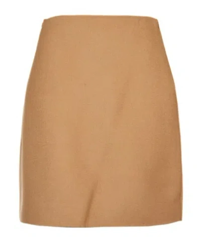 Max Mara Side Zipper Skirt In Nude