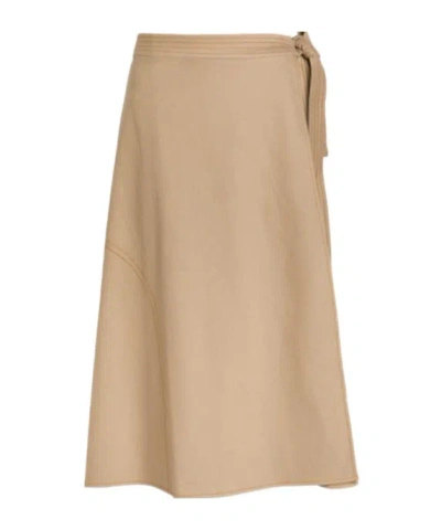 Max Mara Side-strap Midi Skirt In Brown