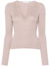 Max Mara Ribbed-knit Jumper In Pink