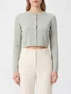 Max Mara Silk And Cashmere Crew Neck Cardigan In Green