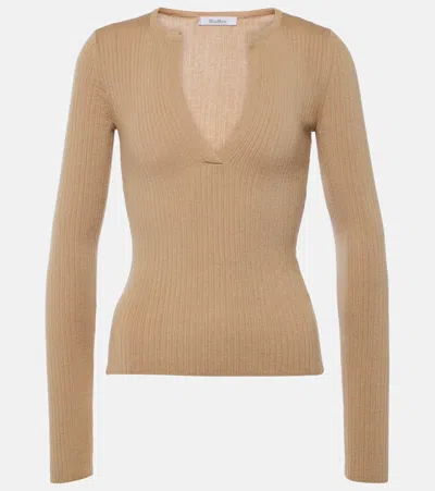 Max Mara Silk And Cashmere Sweater In Beige