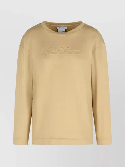 Max Mara Silk And Cotton Crew Neck Sweatshirt In Brown
