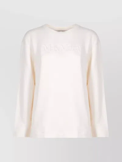 Max Mara Silk And Cotton Crew Neck Top In White