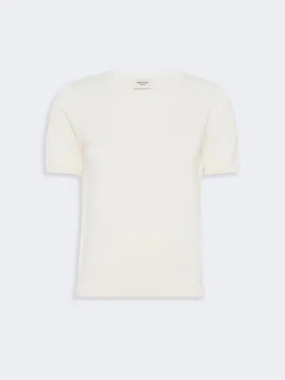 Max Mara Silk And Cotton Crew-neck Sweater In White