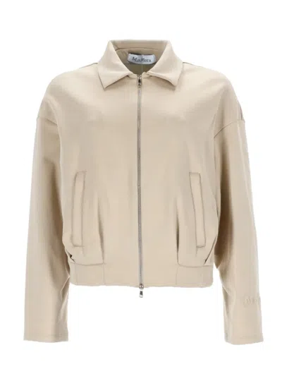 Max Mara Silk And Cotton Crop Sweatshirt In Neutral