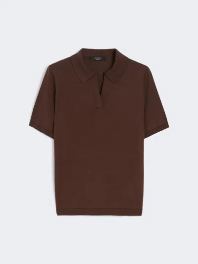Max Mara Silk And Cotton Polo T-shirt In Brown
