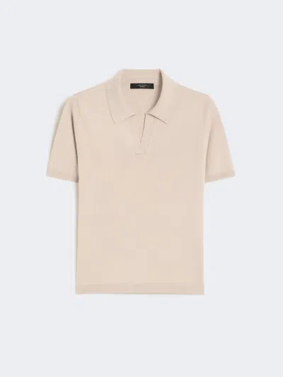 Max Mara Silk And Cotton Polo T-shirt In Sand