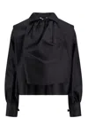 Max Mara Silk And Cotton Shirt With Jabot In Black