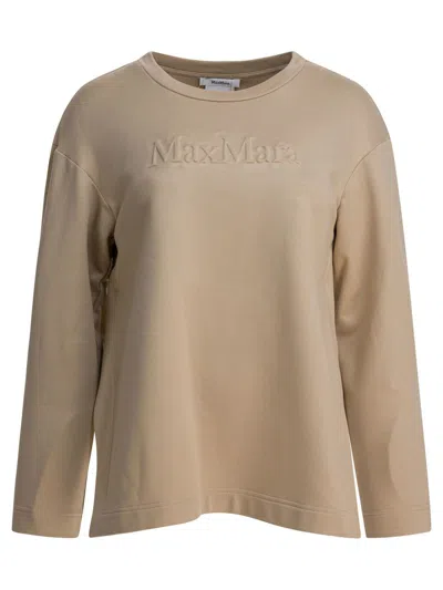 Max Mara Logo-patched Crewneck Sweatshirt In Neutral