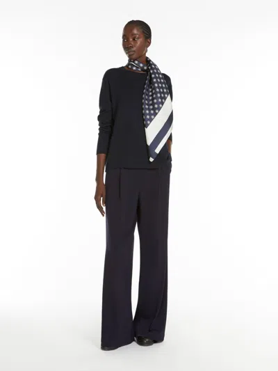 Max Mara Silk And Cotton Yarn Jumper In Navy