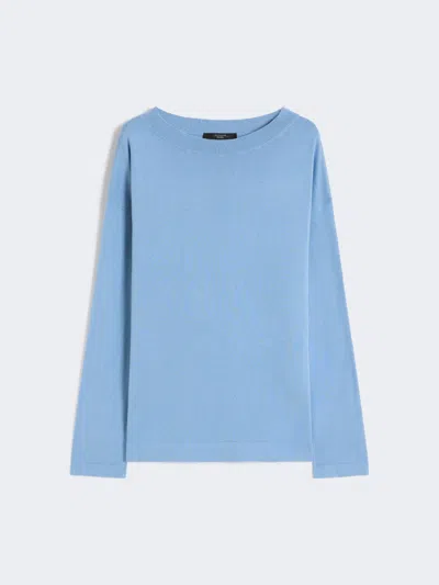 Max Mara Silk And Cotton Yarn Sweater In Blue