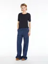 Max Mara Silk And Cotton Yarn T-shirt In Navy
