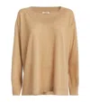 Max Mara Silk And Linen-blend Long-sleeve Sweater In Gold