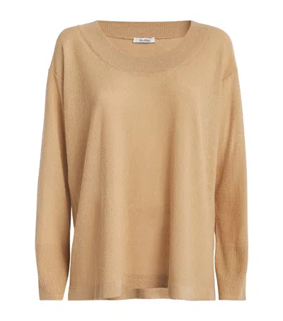 Max Mara Silk And Linen-blend Long-sleeve Sweater In Gold