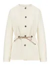 Max Mara Silk And Linen Jacket With Drawstring In Nude