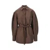 Max Mara Silk And Linen Oversized Shirt With Belt In Brown