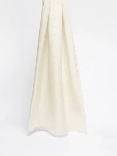 Max Mara Silk And Linen Stole In Ecru