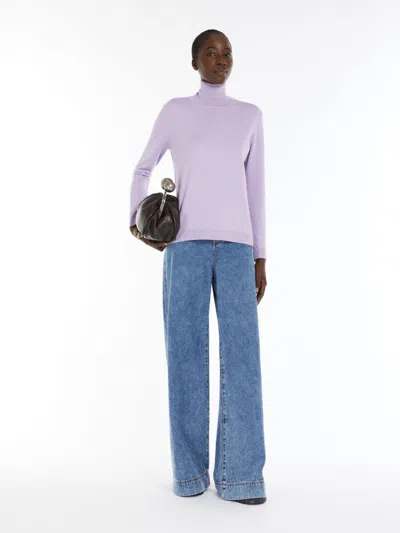 Max Mara Silk And Wool Polo-neck Sweater In Pink