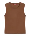 Max Mara Silk And Wool Yarn Top In Brown
