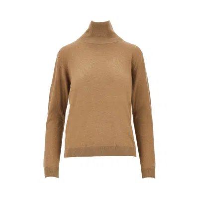 Max Mara Silk And Wool-blend Knitted Turtleneck In Beige