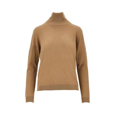 Max Mara Silk And Wool-blend Knitted Turtleneck In Beige