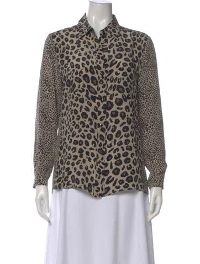 Pre-owned Max Mara Silk Animal Print Blouse In Neutral