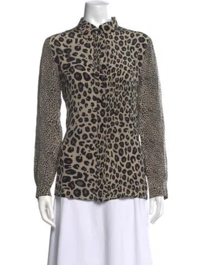 Pre-owned Max Mara Silk Animal Print Blouse In Neutrals