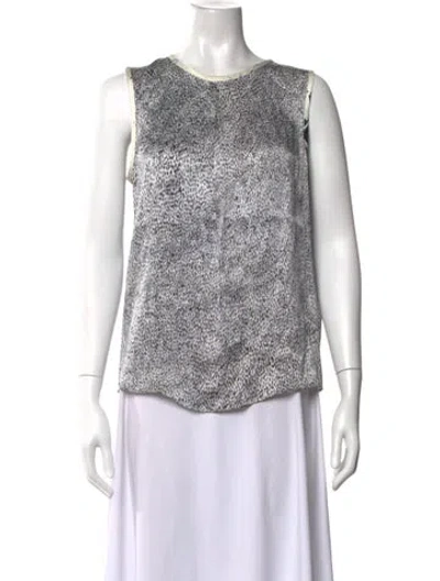 Pre-owned Max Mara Silk Animal Print Top In Black