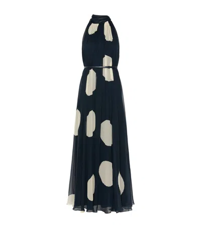 Max Mara Silk Belted Maxi Dress In Multi