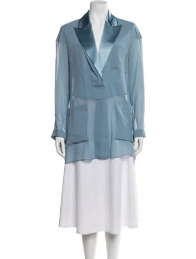 Pre-owned Max Mara Silk Blazer In Blue