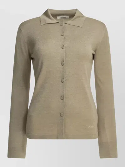 Max Mara Silk Blend Cardigan Long Sleeve Design In Neutral