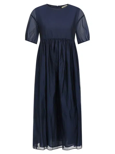 Max Mara Silk Blend Midi Dress In Blue