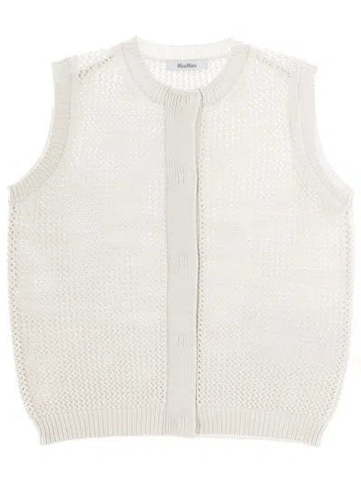 Max Mara Silk Blend Open-knit Sleeveless Vest In Neutral