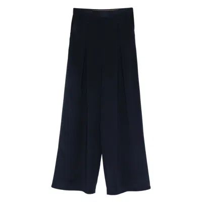 Max Mara Silk Blend With Front Pleats Trousers In Blue