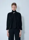 Max Mara Leonida Blouse With Asymmetric Hem And Balloon Sleeves In Black