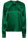 Max Mara Silk Bow-detail Blouse In Green