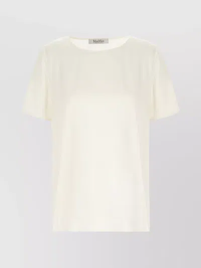 Max Mara Silk Blouse With Short Sleeves And Round Neck In White