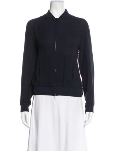 Pre-owned Max Mara Silk Bomber Jacket In Blue