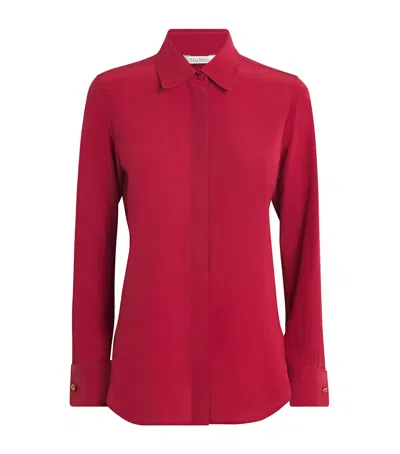 Max Mara Silk Bow-tie Shirt In Red